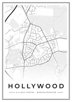 Street map poster of Hollywood village centre, Worcestershire