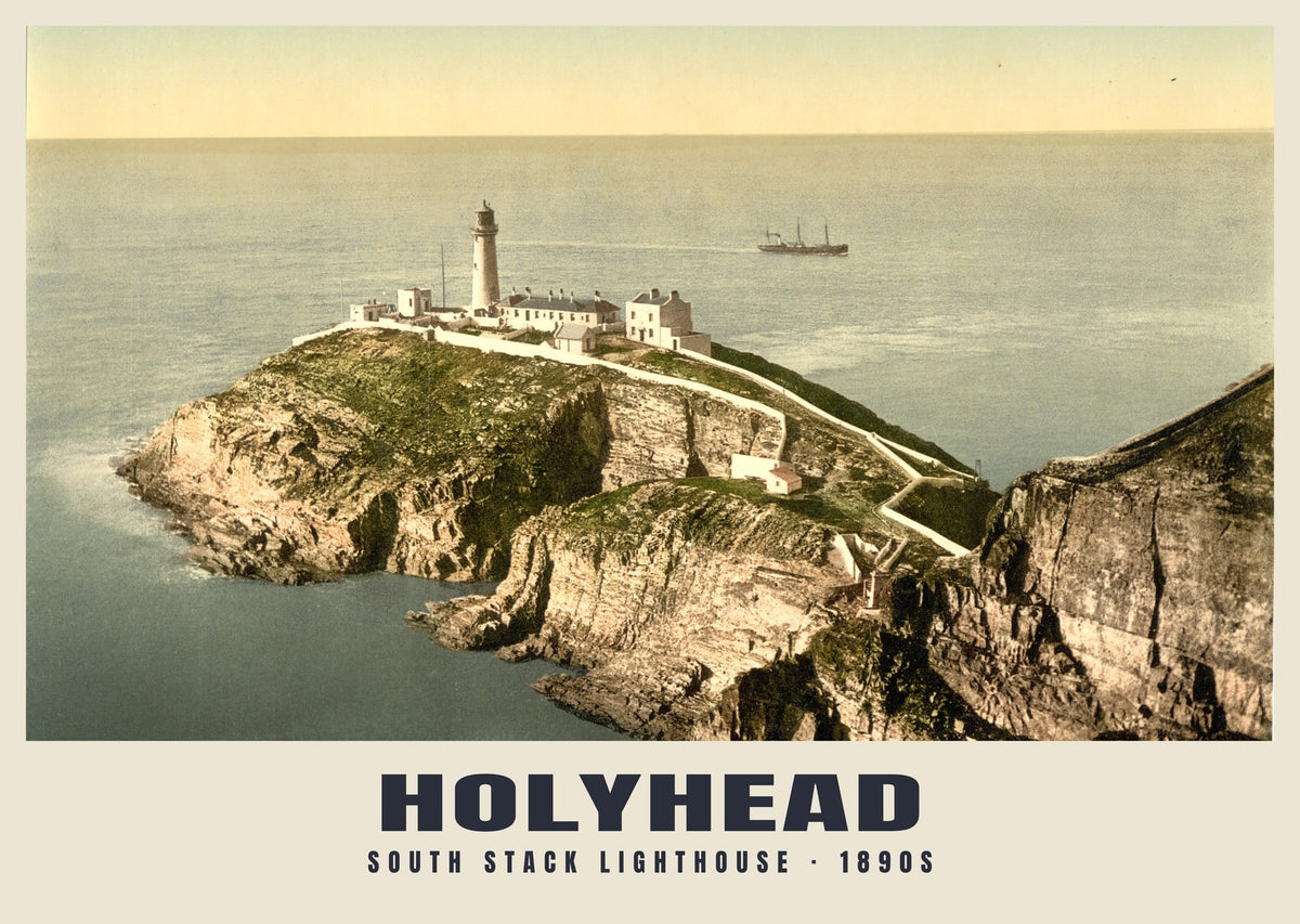 South Stack Lighthouse, Holyhead, 1890s heritage photograph