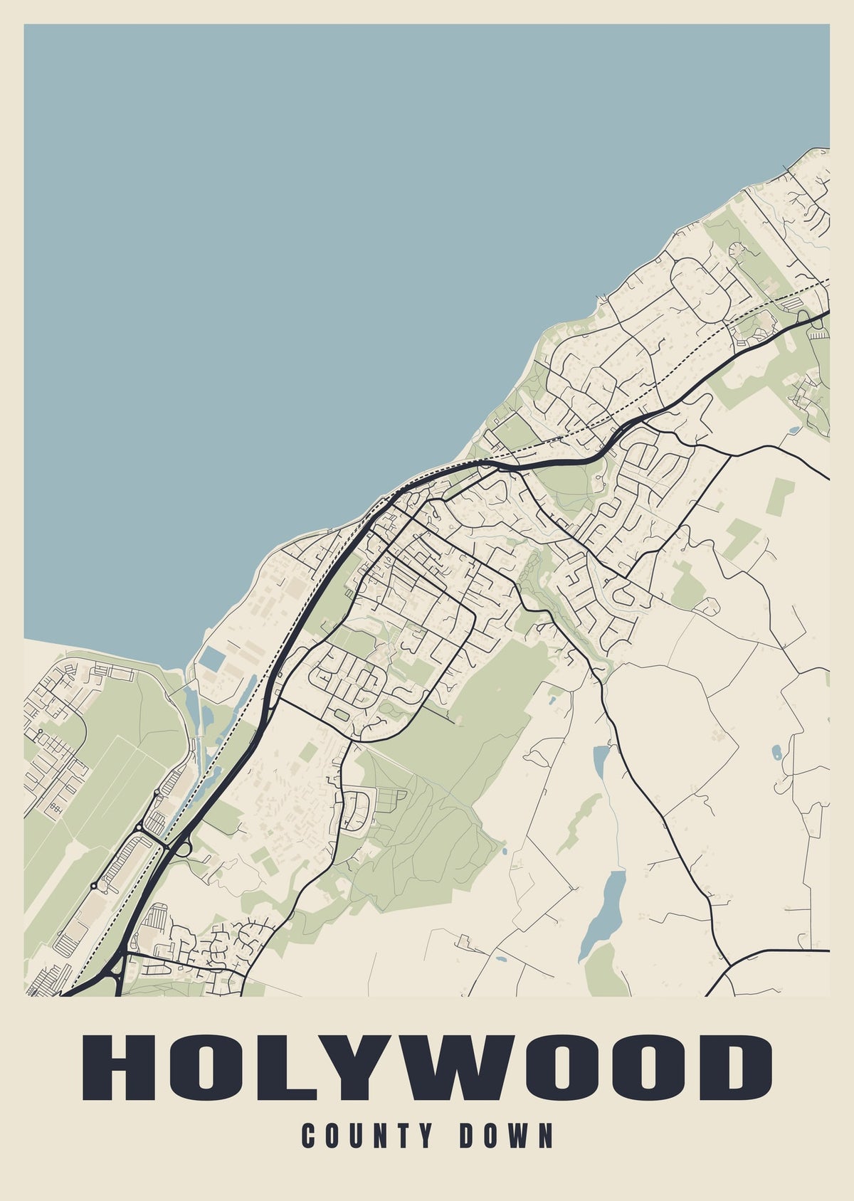 Street map poster of Holywood, County Down