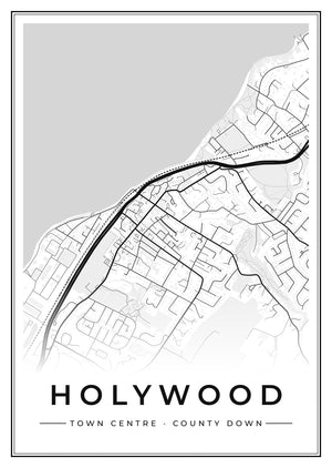 Holywood Town Centre Street Map Poster