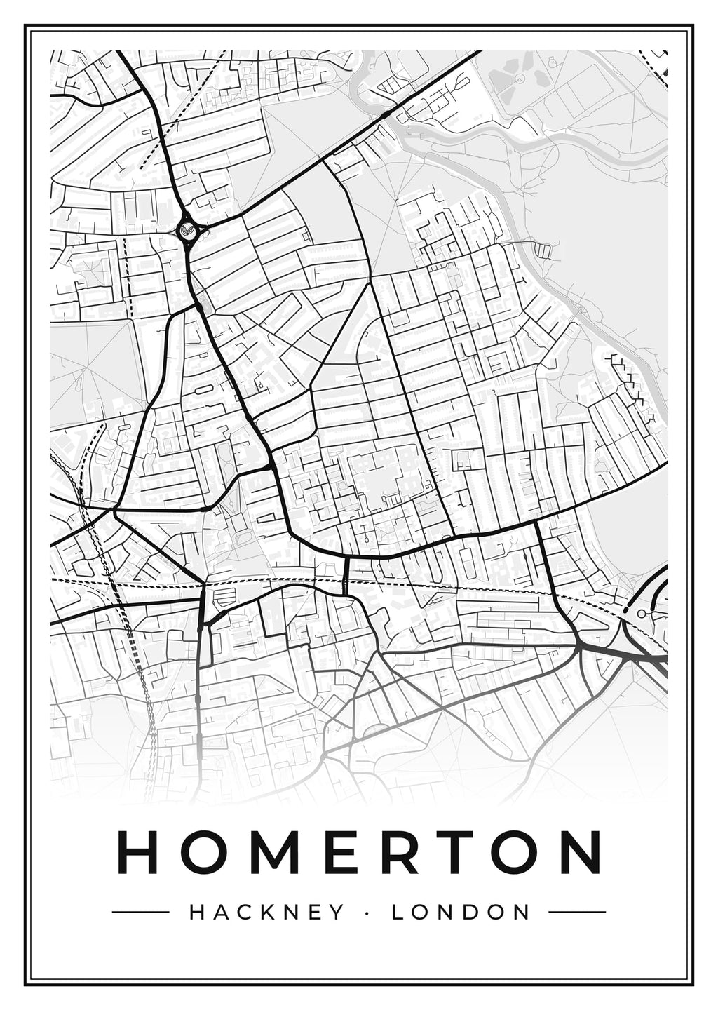 Street map poster of Homerton, Hackney, London