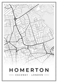 Street map poster of Homerton, Hackney, London