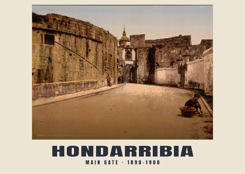 Main Gate, Hondarribia — 1890–1900 · Vintage photochrom print