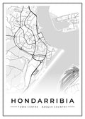 Street map poster of Hondarribia town centre, Basque Country
