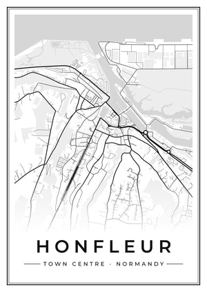 Honfleur Town Centre Street Map Poster