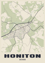 Street map poster of Honiton, Devon