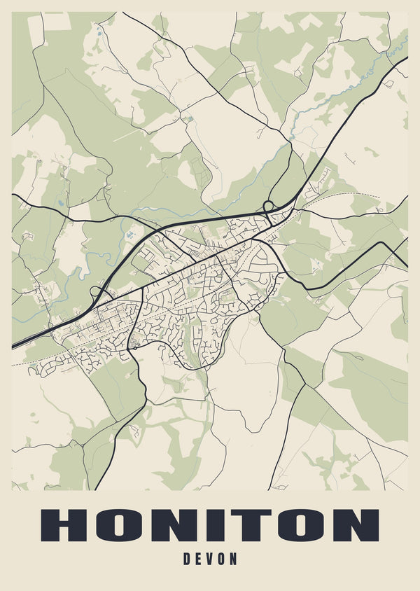 Honiton Street Map Poster