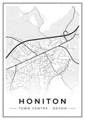 Street map poster of Honiton town centre, Devon