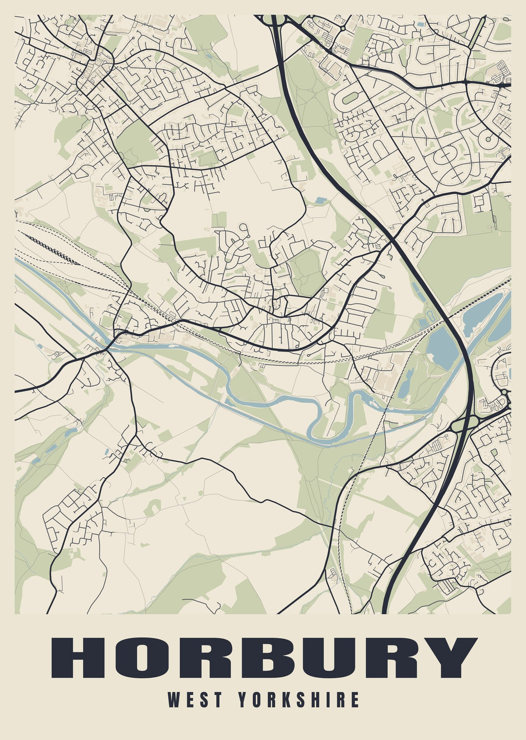 Street map poster of Horbury, West Yorkshire