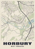 Street map poster of Horbury, West Yorkshire
