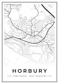 Street map poster of Horbury town centre, West Yorkshire