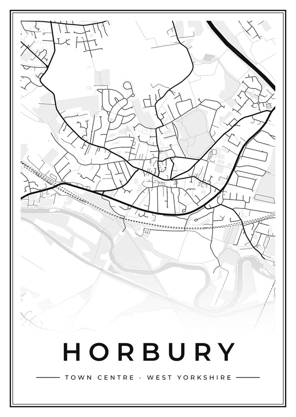 Horbury Town Centre Street Map Poster