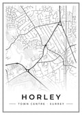 Street map poster of Horley town centre, Surrey