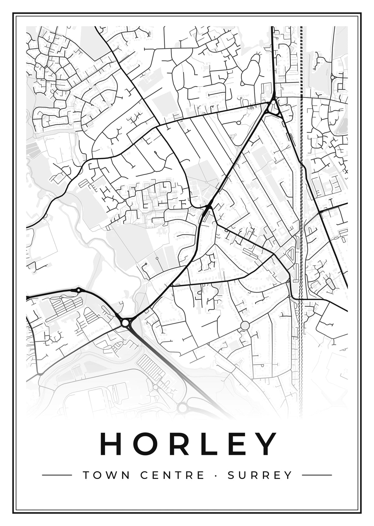 Street map poster of Horley town centre, Surrey