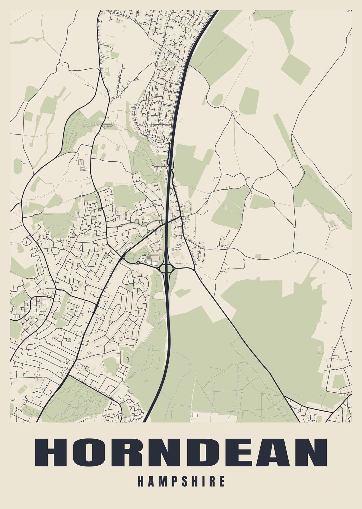 Street map poster of Horndean, Hampshire
