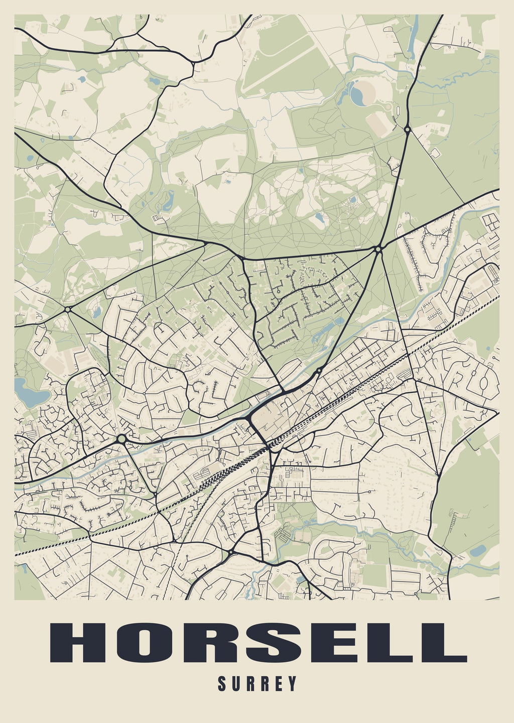 Street map poster of Horsell, Surrey