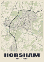 Street map poster of Horsham, West Sussex