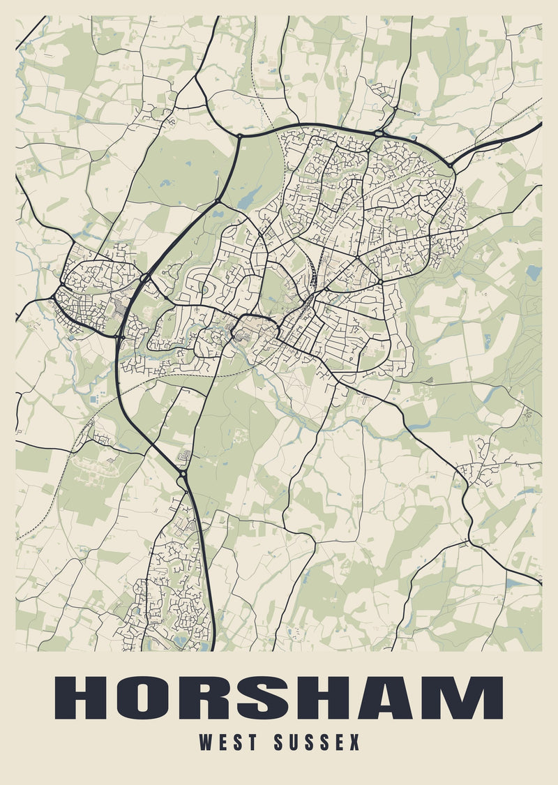 Horsham Street Map Poster