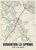 Street map poster of Houghton-le-Spring, Tyne and Wear