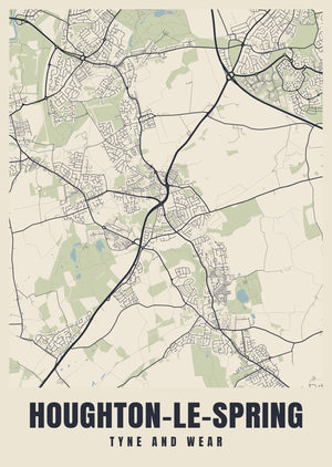 Houghton-le-Spring Street Map Poster