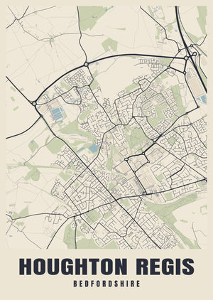 Houghton Regis Street Map Poster