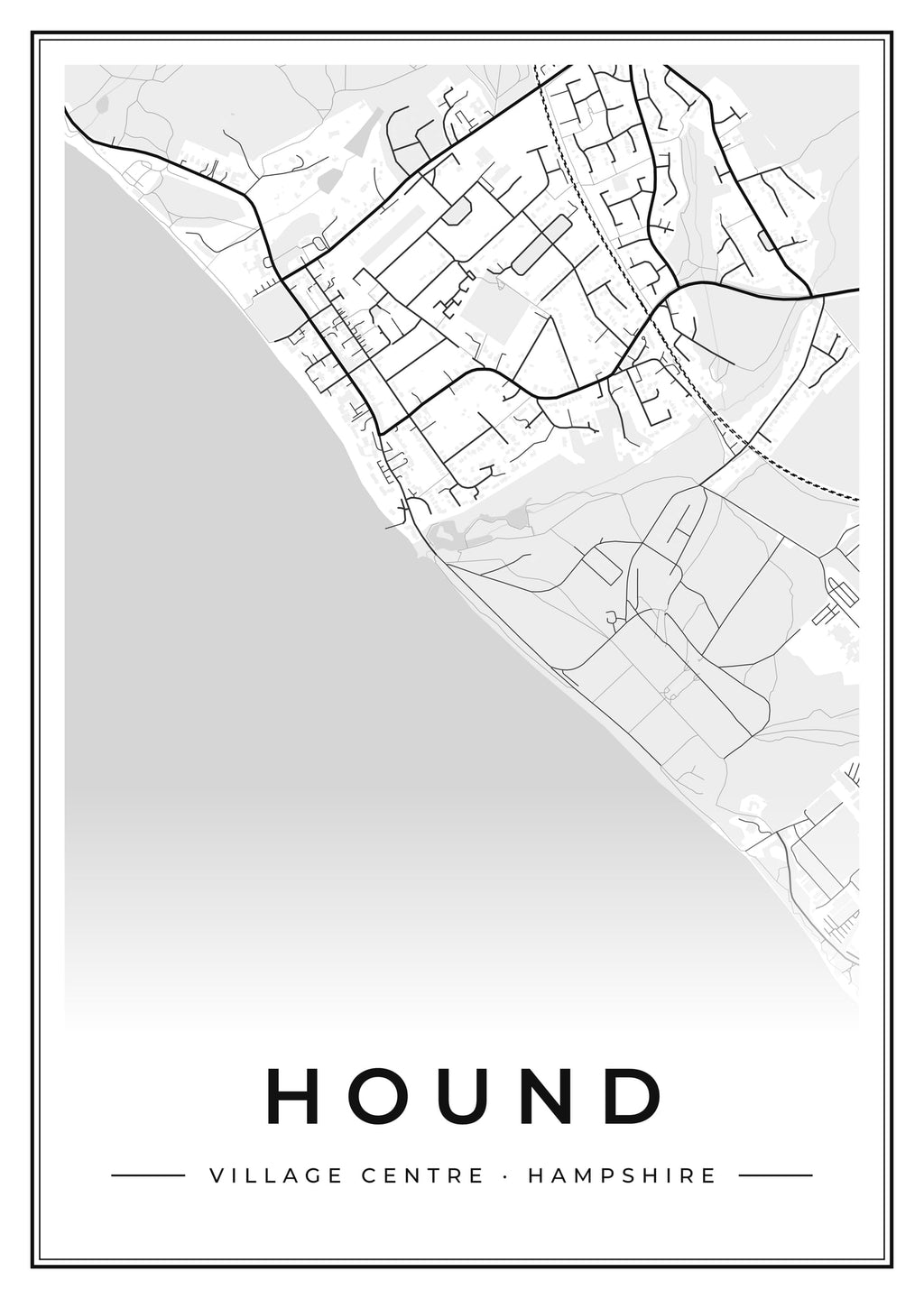 Street map poster of Hound village centre, Hampshire