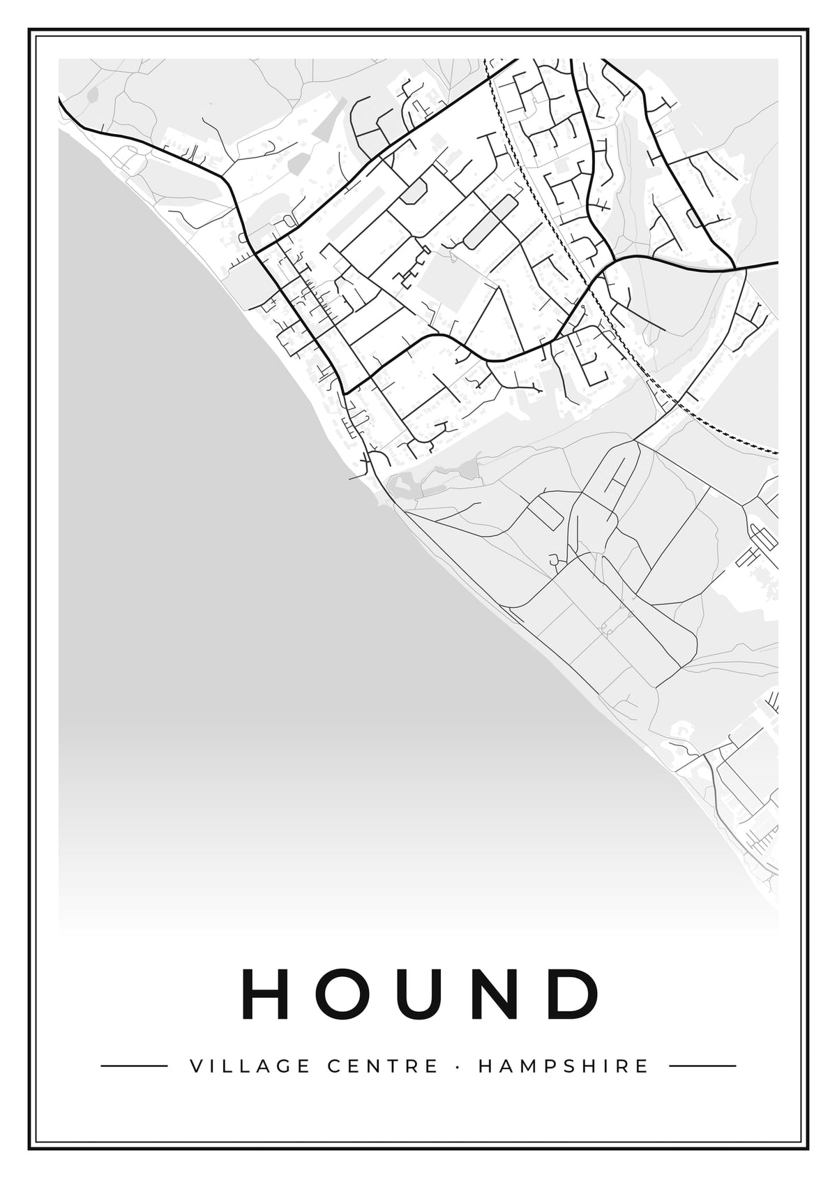 Street map poster of Hound village centre, Hampshire