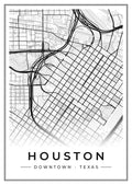 Street map poster of downtown Houston, Texas