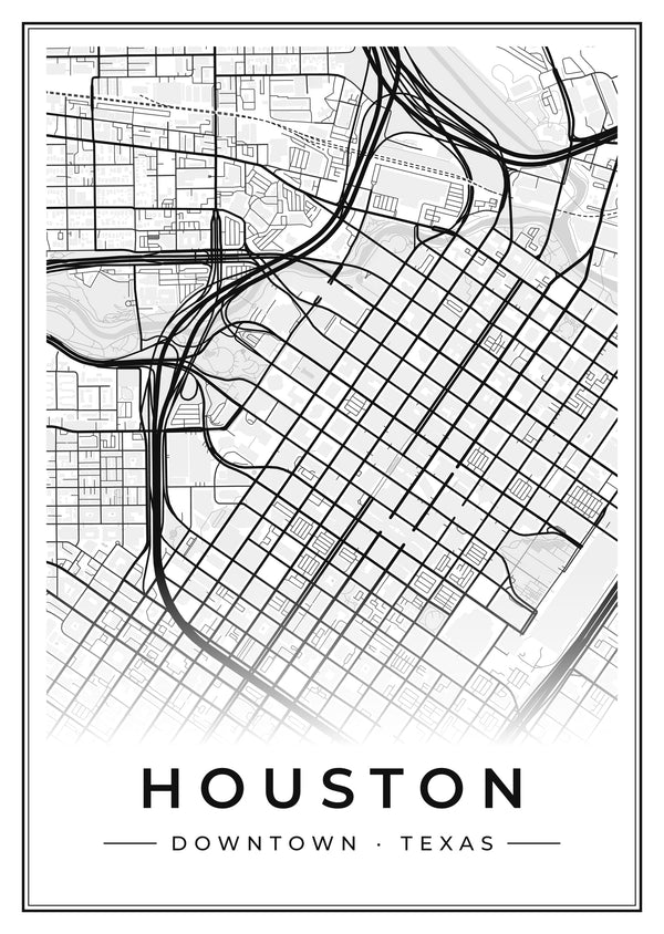 Houston Downtown Street Map Poster