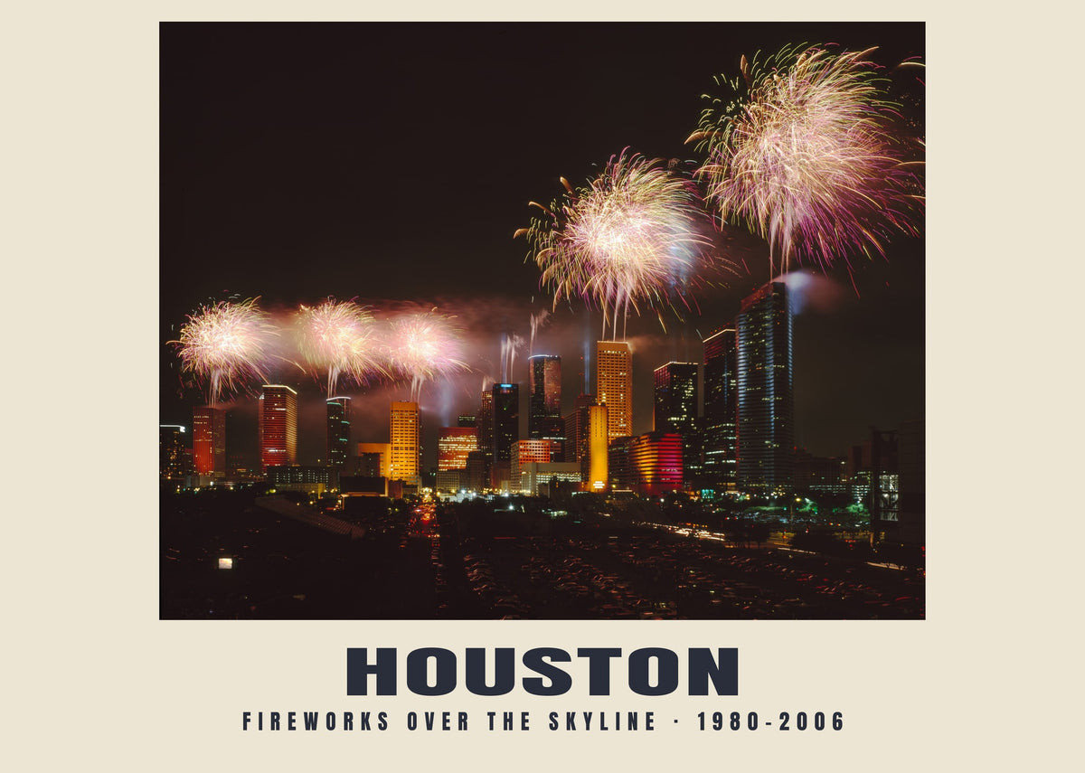 Fireworks over the Skyline, Houston, 1980–2006 heritage photograph
