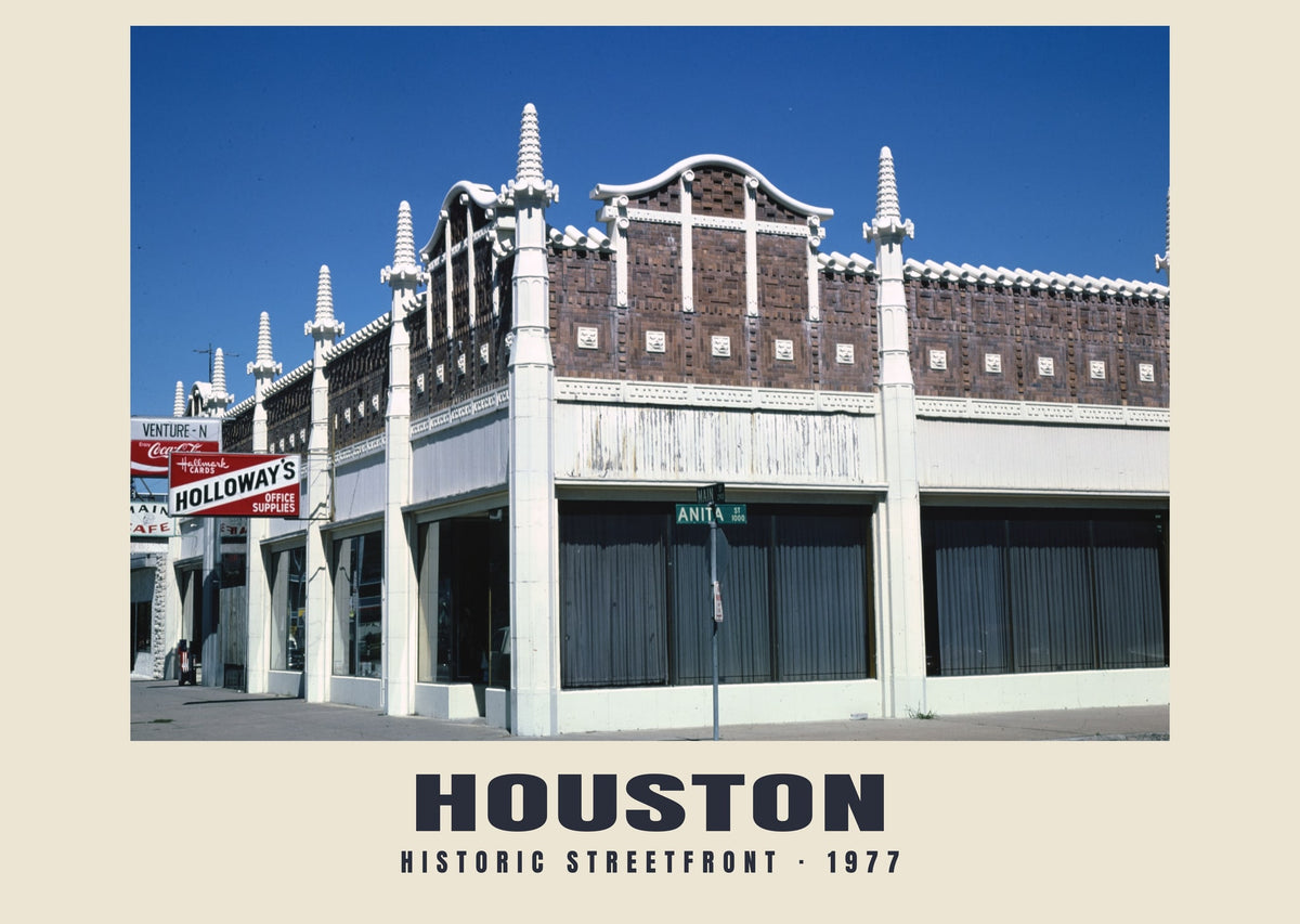 Historic streetfront, Houston, 1977 — Historic photograph print