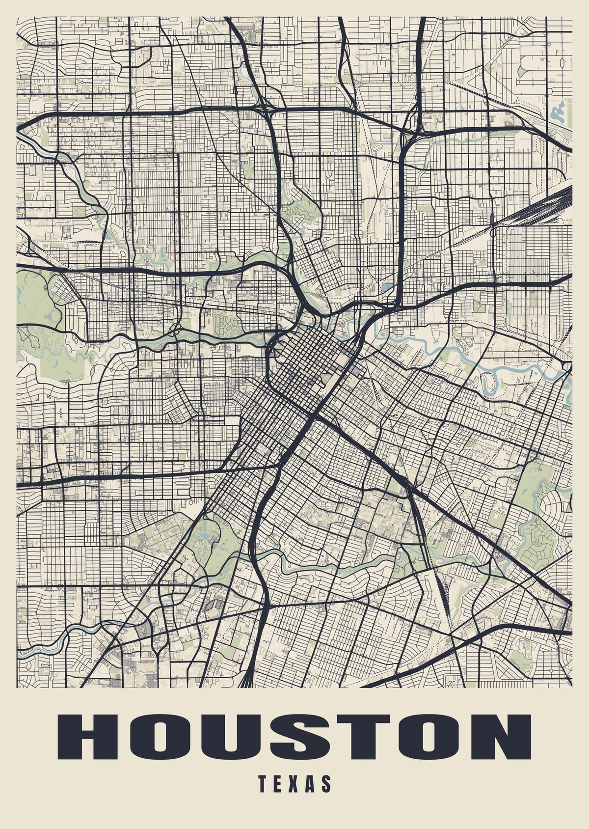 Street map poster of Houston, Texas