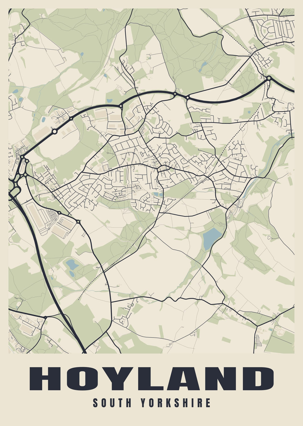 Street map poster of Hoyland, South Yorkshire