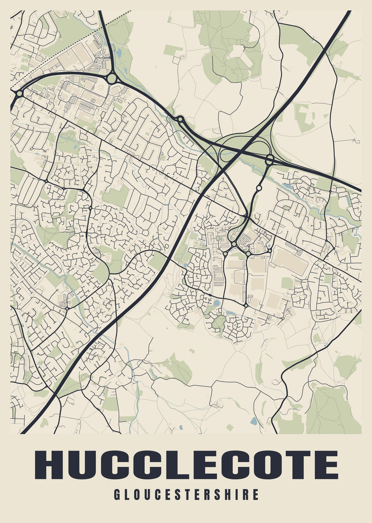 Hucclecote Street Map Poster