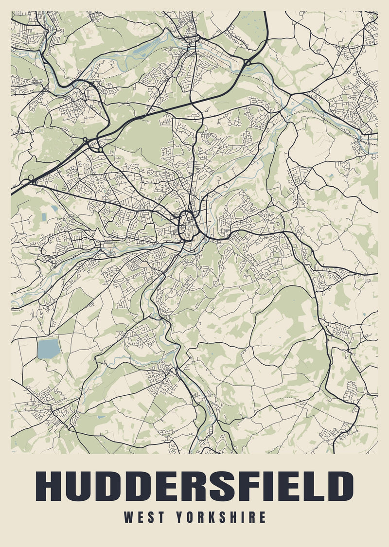 Huddersfield Street Map Poster