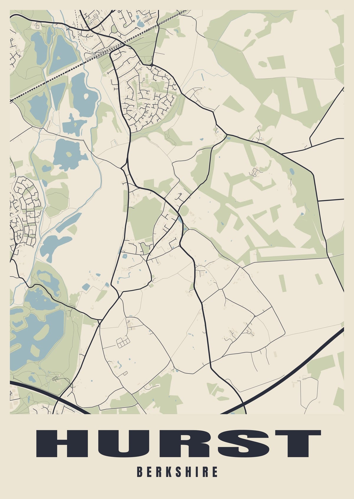 Street map poster of Hurst, Berkshire