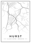 Street map poster of Hurst village centre, Berkshire