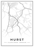 Street map poster of Hurst village centre, Berkshire