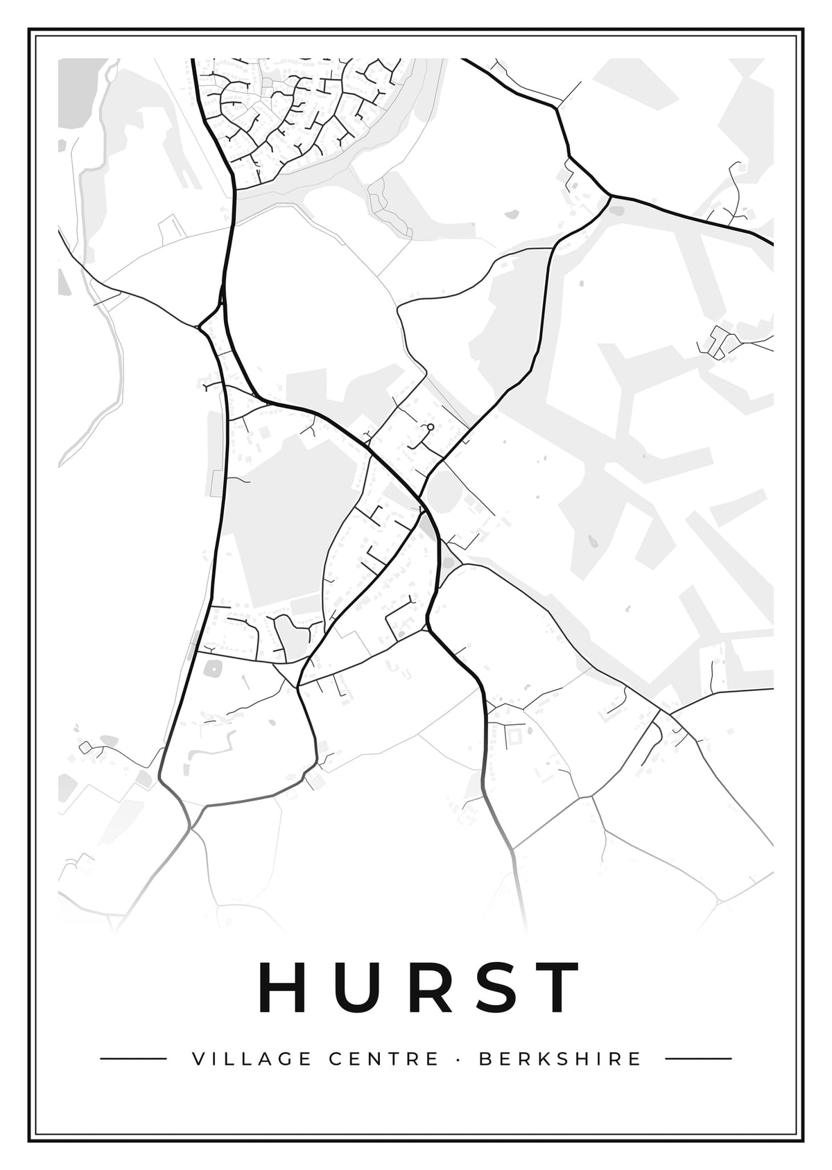 Street map poster of Hurst village centre, Berkshire