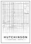 Street map poster of downtown Hutchinson, Kansas
