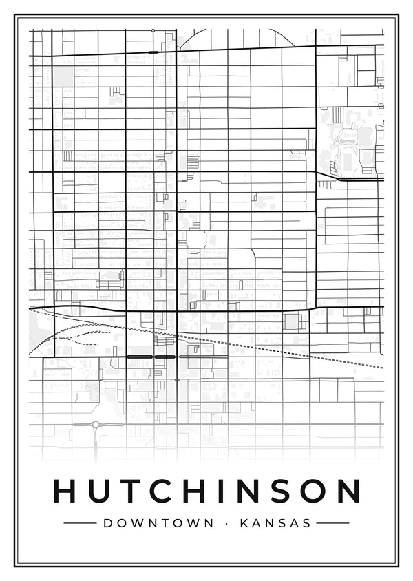Hutchinson Downtown Street Map Poster