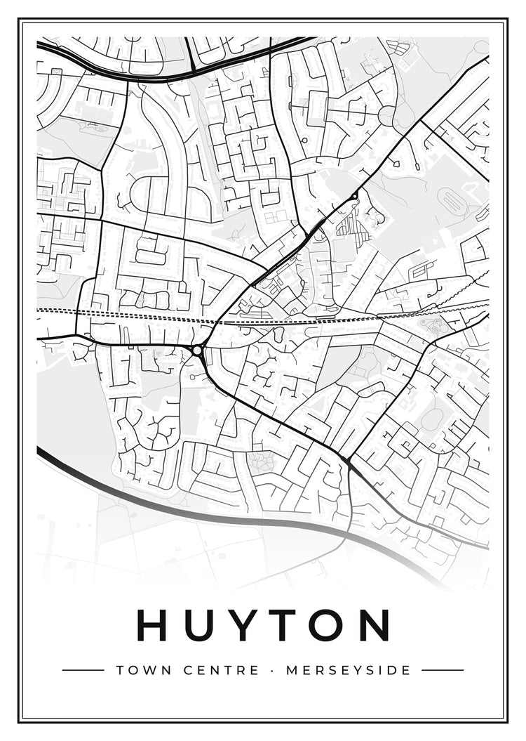 Huyton Town Centre Street Map Poster