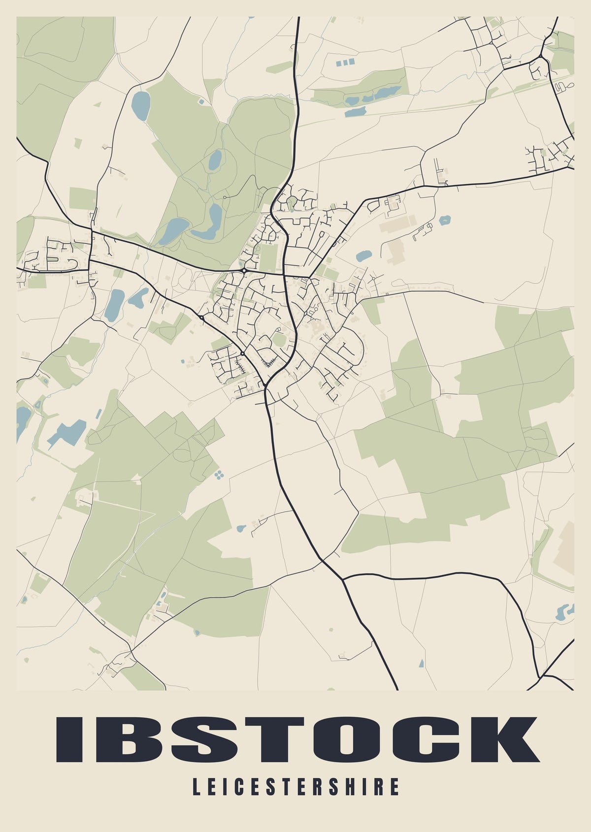 Street map poster of Ibstock, Leicestershire