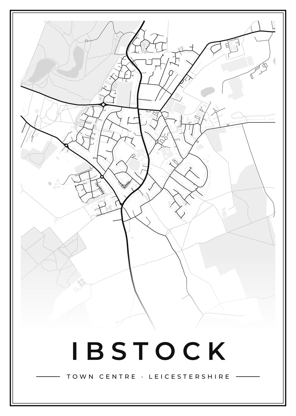 Street map poster of Ibstock town centre, Leicestershire