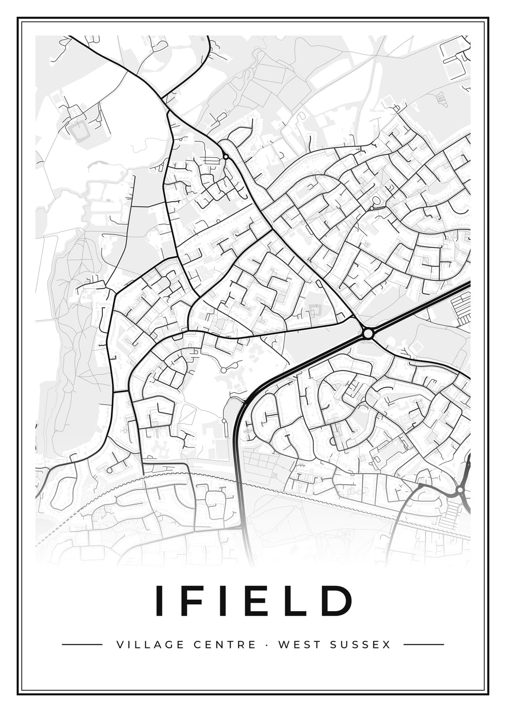 Street map poster of Ifield village centre, West Sussex