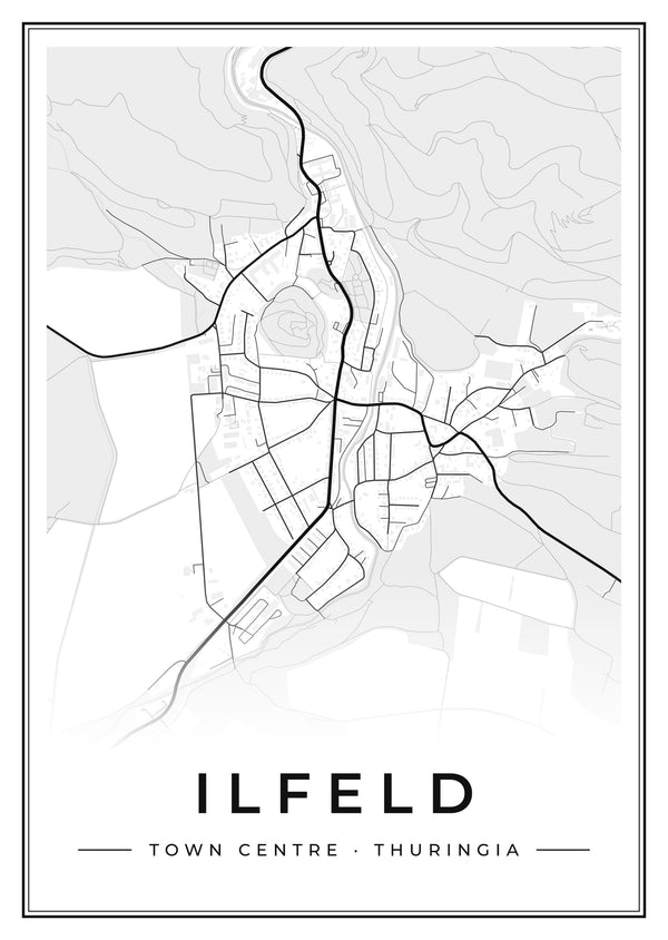 Ilfeld Town Centre Street Map Poster