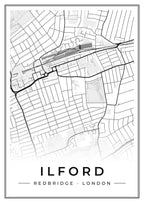 Street map poster of Ilford, Redbridge, London