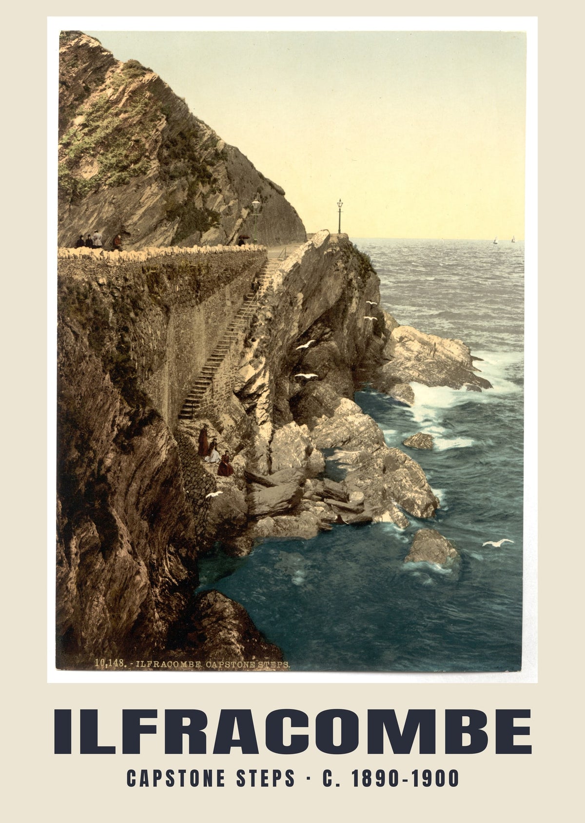 Capstone steps, Ilfracombe, c. 1890–1900 heritage photograph