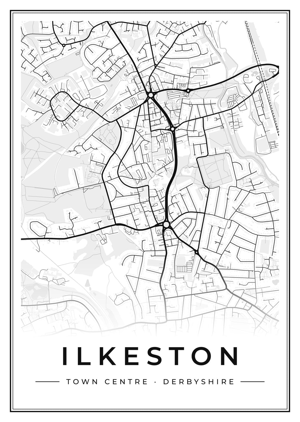 Street map poster of Ilkeston town centre, Derbyshire