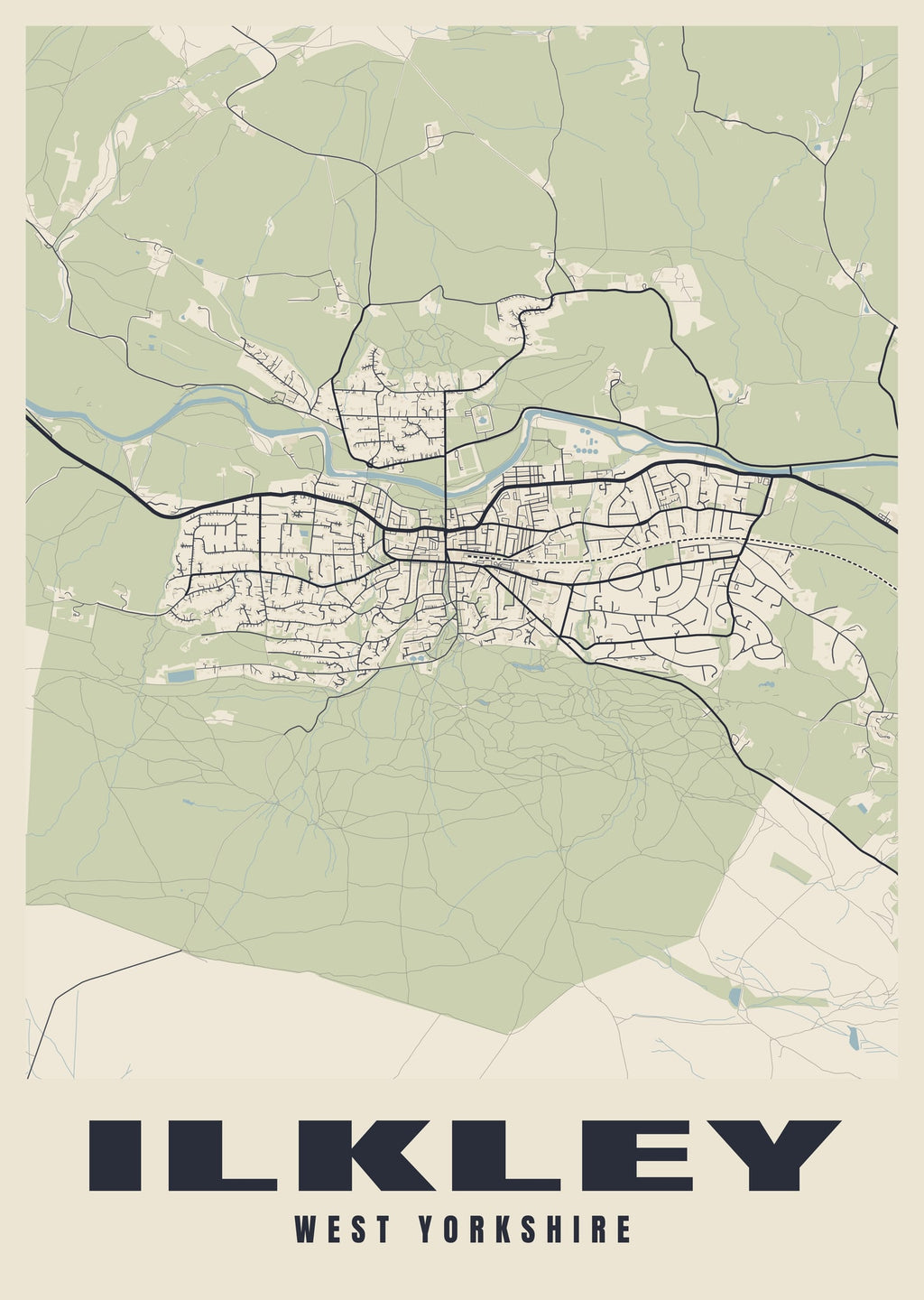 Street map poster of Ilkley, West Yorkshire